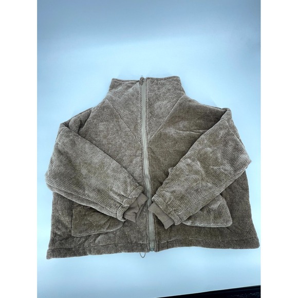 white birch Jackets & Blazers - White Birch Black Label Corduroy Jacket Womens Large Tan Lined Mock Neck Zip Up